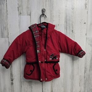 Big Chill Red Toddler Girls Size 3T Jacket with Plaid Lining